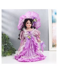 Кукла коллекционная керамика Леди мелисса в сиреневом платье с зонтом 30 см Nnb