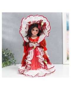 Кукла коллекционная керамика Кармен в красном платье с зонтиком 30 см Nnb