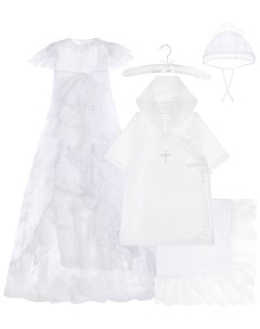 Комплект платье пеленка и чепчик белый детский Wings atelier