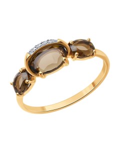 Кольцо из золота с бриллиантами и раухтопазами Sokolov