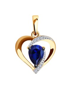 Подвеска в форме сердца с бриллиантами и корундом сапфировым Sokolov diamonds