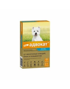 Bayer Адвокат капли от клещей блох и гельминтов для собак весом от 4 до 10 кг 1 пипетка Elanco