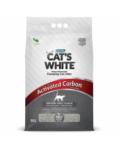Activated Carbon наполнитель для кошачьего туалета комкующийся с активированным углем 10 л Cat's white
