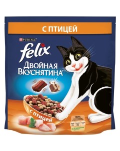 Сухой корм Двойная вкуснятина для взрослых кошек с птицей Felix