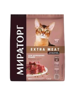 EXTRA MEAT Сухой корм для домашних кошек старше 1 года говядина Black Angus 1 2 кг Мираторг
