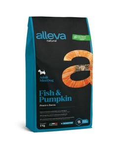Сухой корм Natural для взрослых собак мелких пород с рыбой и тыквой 2 кг Alleva