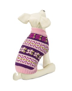 Свитер для собак Цветочки XXL розово фиолетовый размер 45см Триол