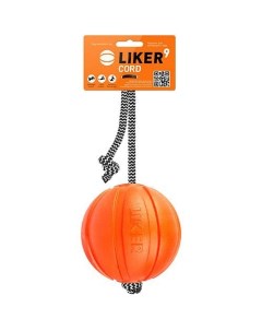 Игрушка для собак Мячик Корд на шнуре 9см оранжевый Liker