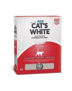 Наполнитель для кошачьего туалета Natural комкующийся натуральный без ароматизатора 6л Cat's white