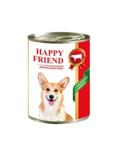 Корм для собак с говядиной и сердцем банка 410г Happy friend