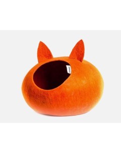 Домик слипер для кошек WoolPetHouse с ушками оранжевый 40х40х20см Зообалу