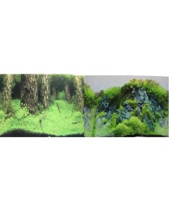 Фон двусторонний для аквариума Затопленный лес и Камни с растениями 50х100 см Prime