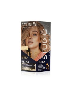 Стойкая крем краска для волос Ultra 12 8 Ультрасветлый серебристо розовый блондин Studio