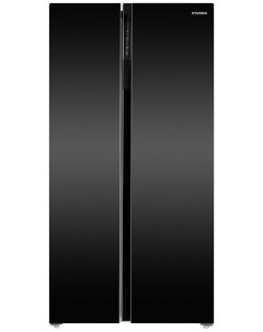 Холодильник Side by Side CS6503FV черное стекло Hyundai