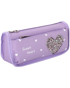 Пенал косметичка полиэстер Heart фиолетовый 21х6х9 см 270259 Юнландия