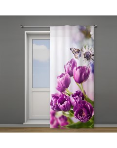Фотошторы фиолетовые тюльпаны 145х260 см 1 шт Стильный дом
