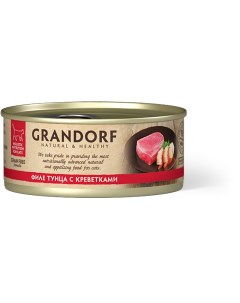 Корм влаж филе тунца с креветками д кошек 70г консервы Grandorf