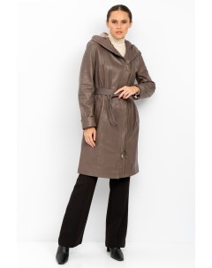 Женское кожаное пальто из натуральной кожи с капюшоном Мосмеха