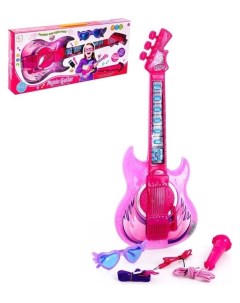 Игрушка музыкальная гитара Играй и пой с микрофоном звуковые эффекты цвет розовый Nnb