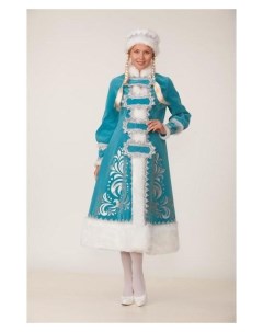 Карнавальный костюм Снегурочка шуба с аппликацией шапка парик с косами р 44 48 Batik