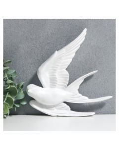 Сувенир полистоун настенный декор Птица полёт белый 19х19 см Nnb