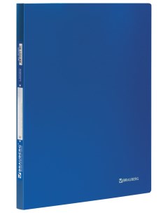 Папка с боковым металлическим прижимом стандарт синяя до 100 листов 0 6 мм 221629 Brauberg