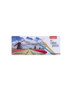 Набор цветных карандашей Голландия 45 цветов в металлическом коробе пенале Bruynzeel