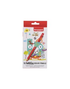 Набор утолщенных цветных карандашей Kids Mega 12 цветов в картонной упаковке Bruynzeel