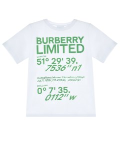 Белая футболка с зеленым логотипом Burberry
