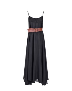 Черное платье из вискозы с бахромой Monnalisa