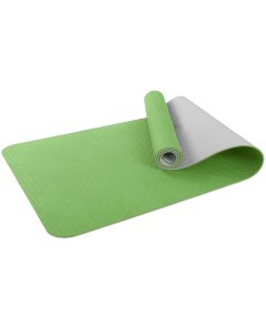 Коврик для фитнеса и йоги TPE двухцветный зелен серый 183х61х0 6см Larsen