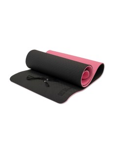 Коврик для йоги 10 мм двухслойный TPE черно розовый FT YGM10 TPE BPNK Original fittools