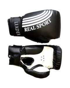 Боксерские перчатки Leader черный 8 oz Real sport