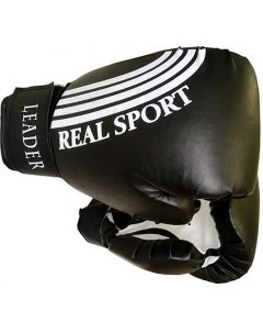 Боксерские перчатки Leader черный 12 oz Real sport