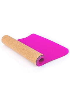 Коврик для фитнеса и йоги TPE пробка 173х61х0 4см двухцветный розовый пробка Larsen