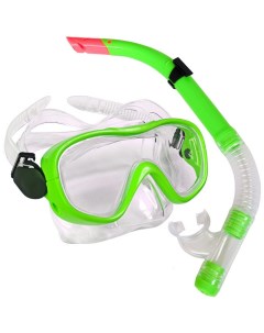 Набор для плавания маска трубка E33109 2 зеленый ПВХ Sportex