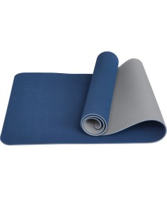 Коврик для йоги 183х61х0 6см ТПЕ E39306 синий серый Sportex