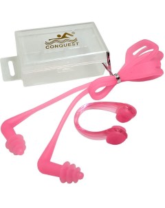 Комплект для плавания беруши и зажим для носа C33555 2 розовые Sportex