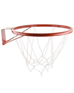 Кольцо баскетбольное 5 диаметр 380 мм труба 18 мм с сеткой и кронштейном красное Nobrand