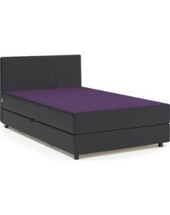 Кровать Классика 100 фиолетовая рогожка и черная экокожа Шарм-дизайн