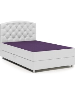 Кровать Премиум 140 фиолетовая рогожка и белая экокожа Шарм-дизайн