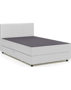 Кровать Классика 140 серая рогожка и белая экокожа Шарм-дизайн