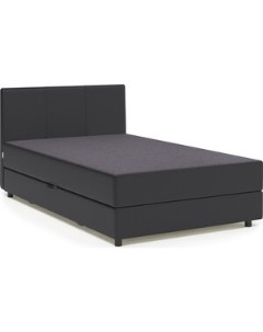 Кровать Классика 140 серая рогожка и черная экокожа Шарм-дизайн