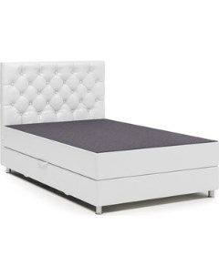 Кровать Шармэль 140 серая рогожка и белая экокожа Шарм-дизайн