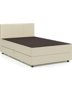 Кровать Классика 140 рогожка шоколад и экокожа беж Шарм-дизайн