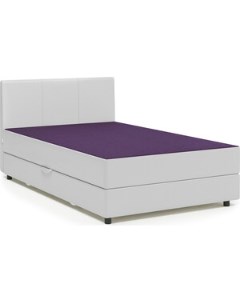 Кровать Классика 100 фиолетовая рогожка и белая экокожа Шарм-дизайн