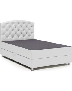 Кровать Премиум Люкс 100 серая рогожка и белая экокожа Шарм-дизайн