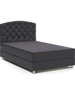 Кровать Премиум 100 серая рогожка и черная экокожа Шарм-дизайн