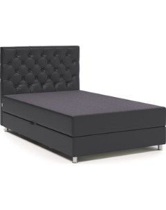 Кровать Шармэль 100 серая рогожка и черная экокожа Шарм-дизайн