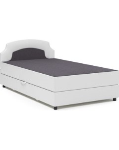 Кровать Шарм 140 серая рогожка и белая экокожа Шарм-дизайн
